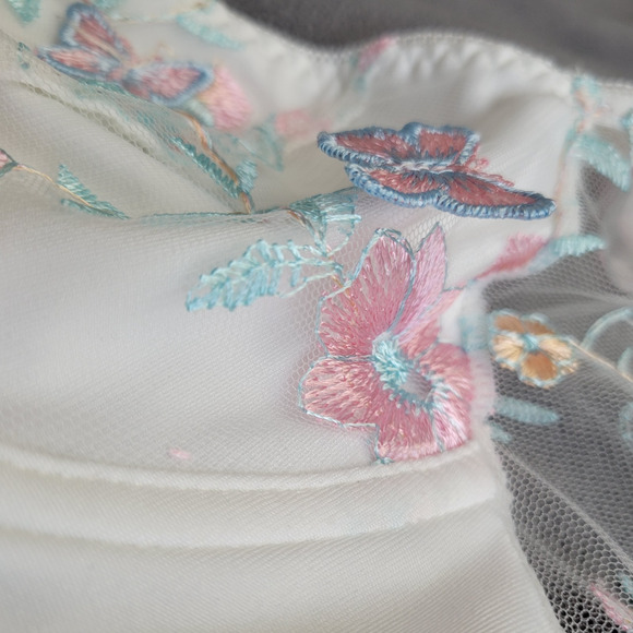 Cropped Top Womens Large Underwire Corsette Embroidered Bufferflies Floral - Picture 10 of 15